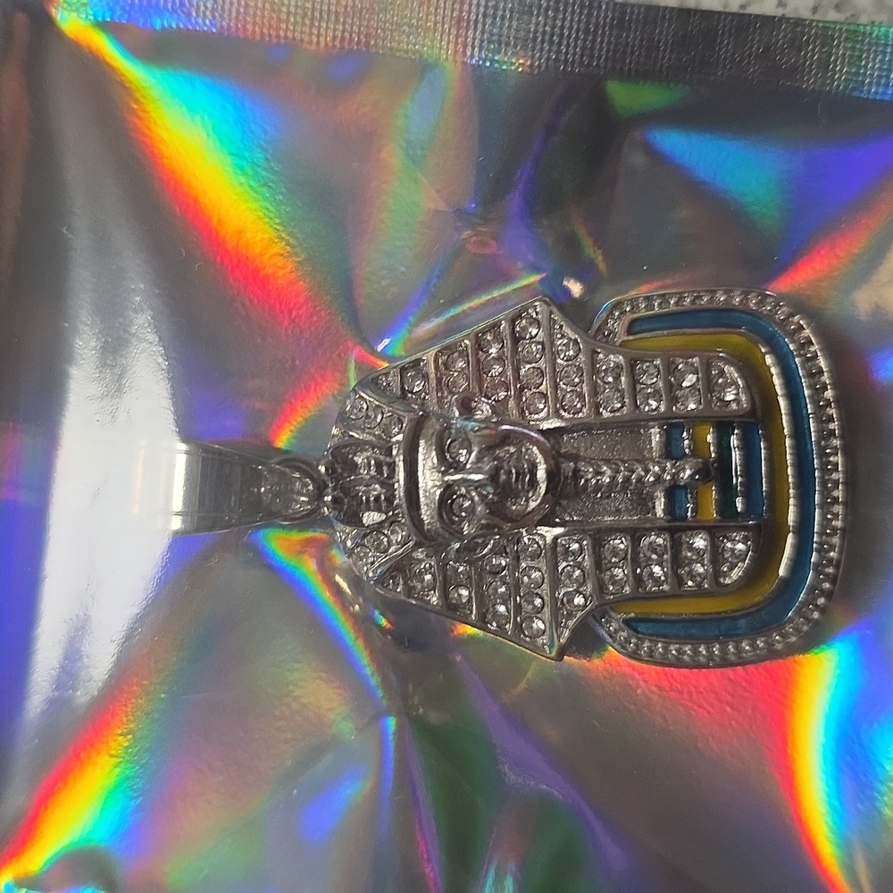 Silver Pharaoh Pendant with Crystals